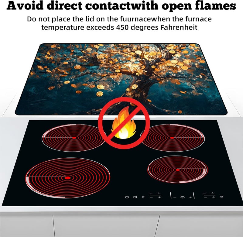 AOHMPT Multi-Design Stove Top Cover for Glass/Electric Stoves - 3-in-1 Heat-Resistant Protector Mat, Non-Slip Drying Rack 28"x20" - Image 3